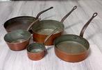 5 koperen steelpannen, Ophalen of Verzenden
