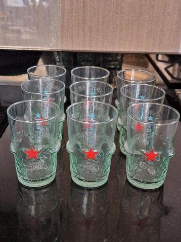9 x Heineken Glazen Silver star pure malt quality 0,25cl beschikbaar voor biedingen