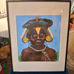 Inheems Figuur Acryl Schilderij, Antiek en Kunst, Kunst | Schilderijen | Klassiek, Ophalen of Verzenden