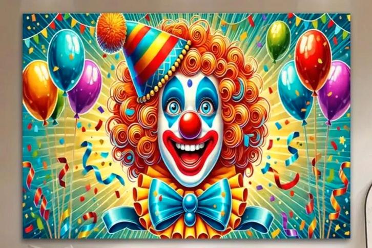 Oersterk decordoek clown ca 2 mtr breed, Verzamelen, Overige Verzamelen, Ophalen of Verzenden