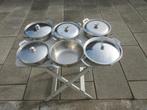 Vintage pannenset Alfra/Alessi Gero Zilmeta, Huis en Inrichting, Keuken | Potten en Pannen, Ophalen of Verzenden, Gebruikt, Rvs