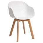 Kuipstoel -Eetkamerstoel Wit – Beukenhouten Poten - 6 stuks, Huis en Inrichting, Stoelen, Ophalen, Wit, Zo goed als nieuw, Kuipstoel met berkhouden poten