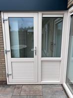 Buitendeur, achterdeur met houtnerf rehau kunststof ral 9001, Ophalen, Kunststof, 120 cm of meer, 200 tot 215 cm