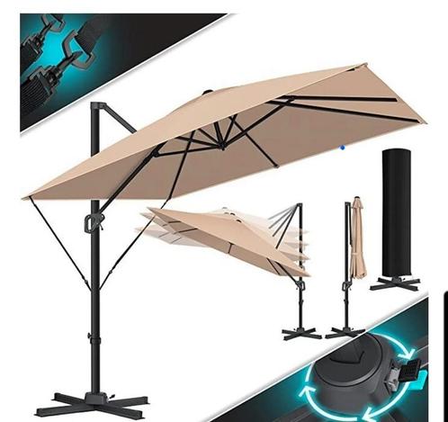 Kesser zweefparasol SUN XL 300x300cm draaibaar hoes windlock, Tuin en Terras, Parasols, Nieuw, Zweefparasol, 3 tot 4 meter, Kantelbaar