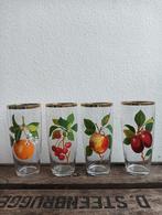 Set vintage mcm glazen met fruit, Gebruikt, Ophalen of Verzenden