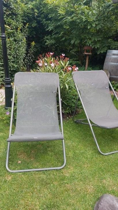 2 lafuma verstelbare strandstoelen, Tuin en Terras, Ligbedden, Zo goed als nieuw, Aluminium, Ophalen