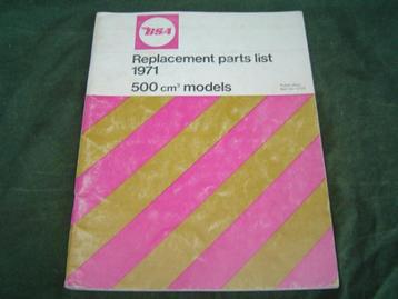 BSA 500 1971 motorcycle parts list B50 Victor Goldstar beschikbaar voor biedingen