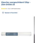 Glasvlies voorgeschilderd 130gr - 25m Nieuw, Wit, Nieuw, Ophalen of Verzenden, Verf