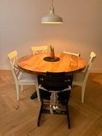 Ronde mangohouten tafel 130, Ophalen, Zo goed als nieuw, Rond, 100 tot 150 cm