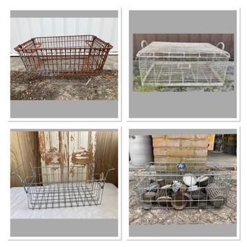 4x Brocante metalen draadmandje - klemmandje - opbergmandje beschikbaar voor biedingen