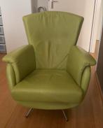 Leren fauteuil, appelgroen, met draaipoot, Ophalen, Gebruikt, Leer