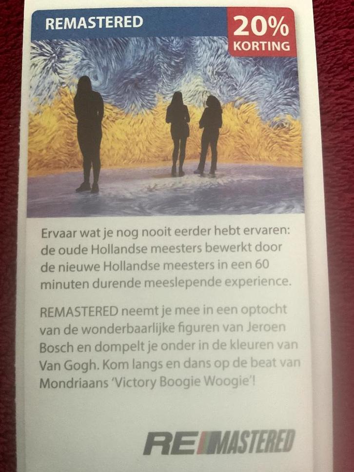 Remastered Museum Rotterdam Voordeelbon, Tickets en Kaartjes, Musea, Drie personen of meer, Museumbon
