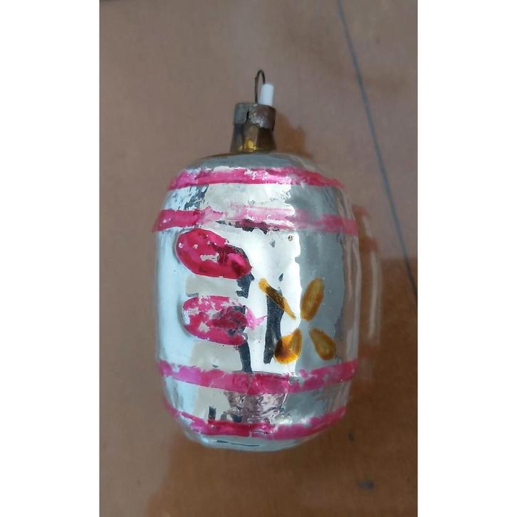 Oude kerstversiering,  kerstbal tonnetje, Diversen, Kerst, Zo goed als nieuw, Ophalen of Verzenden
