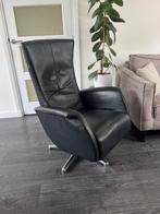 Nette Prominent Relaxfauteuil Zwart Leer Draaibaar M, Minder dan 75 cm, Leer, Ophalen of Verzenden, Zo goed als nieuw