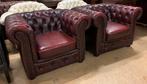 Prachtige Set Chesterfield Fauteuils Wijnrood., Gebruikt, Rochester, 75 tot 100 cm, Ophalen of Verzenden