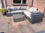 Hoek loungeset tuin wicker grijs/zwart, Tuin en Terras, Ophalen, Gebruikt, Wicker, Loungeset