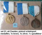 SCHIETSPORT, mooie medailles uit Zweden, brons/zilver/goudkl, Ophalen of Verzenden, Brons, Buitenland