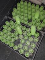 Voorjaars vaasjes groen rommelmarktspullen bijna gratis, Ophalen of Verzenden, Minder dan 50 cm, Groen, Glas
