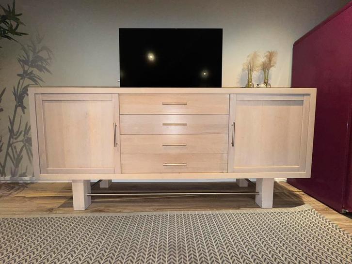 Eiken Dressoir Whitewash 200cm, Huis en Inrichting, Kasten | Dressoirs, Zo goed als nieuw, 200 cm of meer, 50 tot 75 cm, Met lade(s)