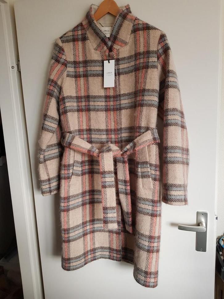 Lanius beige met ruit biologische wollen jas maat 40 NIEUW!, Kleding | Dames, Jassen | Winter, Nieuw, Maat 38/40 (M), Beige, Ophalen of Verzenden