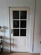 Binnendeur (wit) met glas, Doe-het-zelf en Verbouw, Deuren en Horren, Ophalen, 80 tot 100 cm, Binnendeur, Zo goed als nieuw