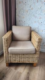 Rieten fauteuil, Riet of Rotan, 75 tot 100 cm, Zo goed als nieuw, 50 tot 75 cm