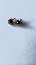 Oude gouden oorstekers met Hematiet, 14 krt, Sieraden, Tassen en Uiterlijk, Antieke sieraden, Verzenden, Goud, Oorbellen, Met edelsteen