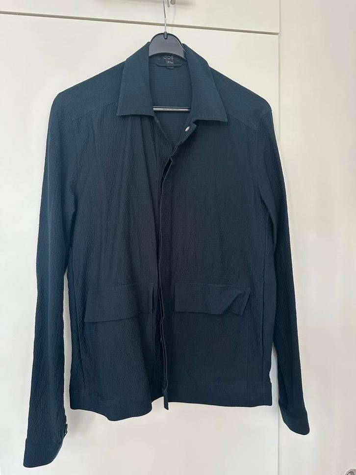 COS seersucker overshirt/jasje donkerblauw maat 37 (xs/s), Kleding | Heren, Overige Herenkleding, Zo goed als nieuw, Ophalen of Verzenden