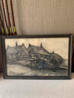 Houtskool tekening / schilderij H de Vries, Antiek en Kunst, Ophalen of Verzenden