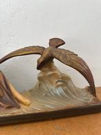 Antiek, art deco schouwbeeld, vintage gipsen Arnova beeld, Ophalen