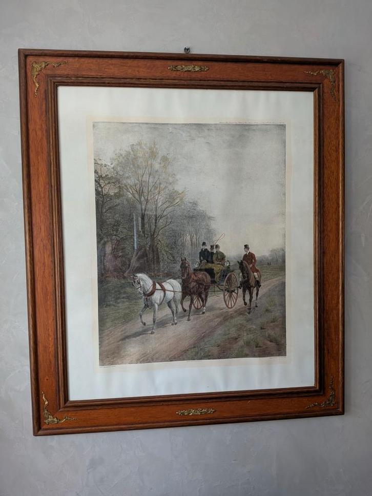 Klassieke gravure in houten lijst - 96x83 cm, Antiek en Kunst, Kunst | Etsen en Gravures, Ophalen