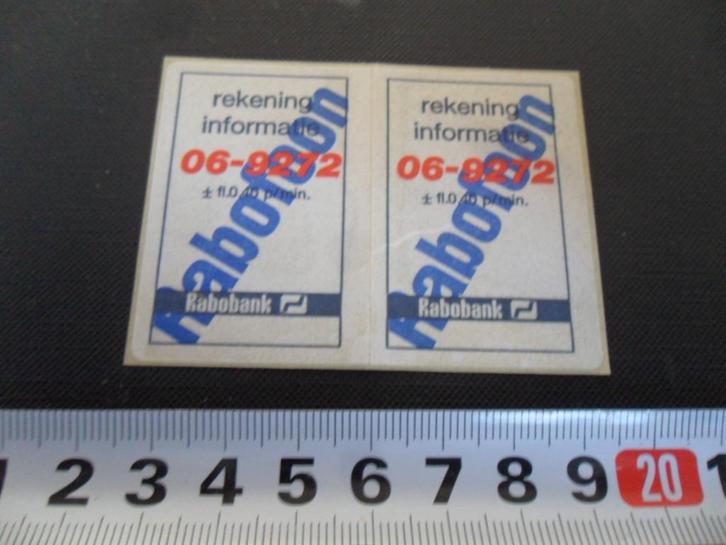 sticker RABOBANK rekening informatie Rabofoon, Verzamelen, Stickers, Zo goed als nieuw, Bedrijf of Vereniging, Ophalen