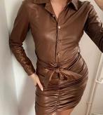 Donker Bruine Leren Jumpsuit maat M, Kleding | Dames, Jumpsuits, Verzenden, Zo goed als nieuw, Bruin
