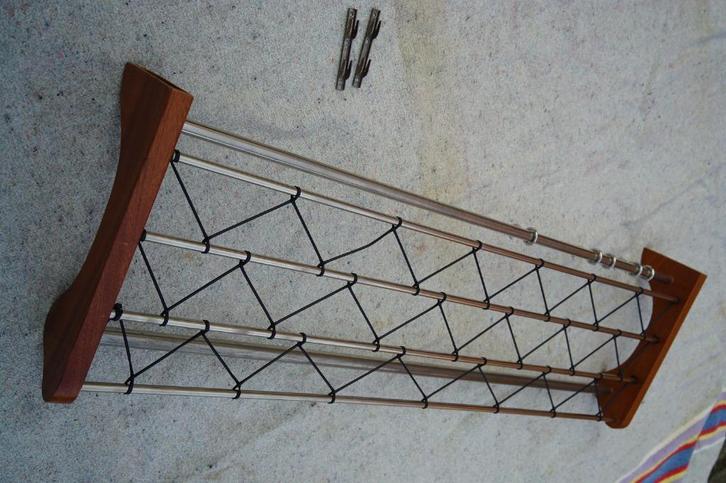 vintage kapstok Scandinavië teak chroom zwart kunststof, Huis en Inrichting, Woonaccessoires | Kapstokken, Gebruikt, Wandkapstok