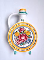 Vintage 60s bloem bloemen vaas keramiek rond plat bohemian, Ophalen, Zo goed als nieuw, Aardewerk of Porselein, Minder dan 50 cm
