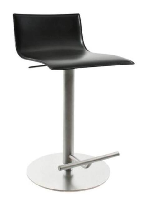 Drie draaikrukken, LAPALMA Thin,  zwart leer., Huis en Inrichting, Barkrukken, Zo goed als nieuw, 60 tot 90 cm, Leer, Metaal, 3 krukken