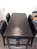 Eettafel set (hoge tafel + 4 stoelen) – zwart, Huis en Inrichting, Ophalen, 100 tot 150 cm, 50 tot 100 cm, Zo goed als nieuw