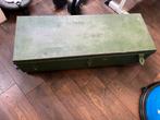 Groene metalen vintage kist, Huis en Inrichting, Woonaccessoires | Kisten, Ophalen, Gebruikt, 50 tot 100 cm, Minder dan 50 cm