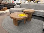 Salontafel set van 2 mangohout zand, Tuin en Terras, Ophalen, Zo goed als nieuw