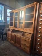 Prachtige oude teakhouten vitrinekast / grutterskast, Ophalen, 200 cm of meer, Glas, Zo goed als nieuw