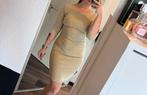 Beige jurk 3/4 mouw., Kleding | Dames, Ophalen of Verzenden, Zo goed als nieuw, Beige, Boven de knie