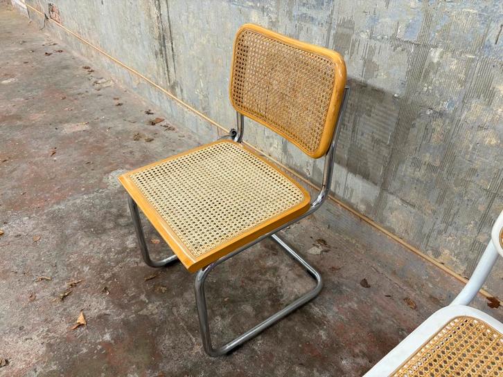 Marcel Breuer B32 Cesca 70s eetkamerstoel rotan, Huis en Inrichting, Stoelen, Gebruikt, Eén, Hout, Metaal, Riet of Rotan, Bruin