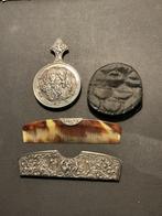 Oude zak kam met spiegeltje, zilverplated, Antiek en Kunst, Verzenden