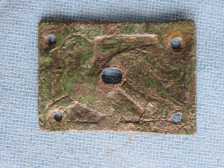 Middeleeuwen . ornament evangelist - 13e eeuw . bodemvondst, Antiek en Kunst, Antiek | Koper en Brons, Koper, Ophalen of Verzenden