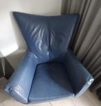 lederen fauteuil blauw, Huis en Inrichting, Fauteuils, Ophalen, Gebruikt, Modern, 50 tot 75 cm