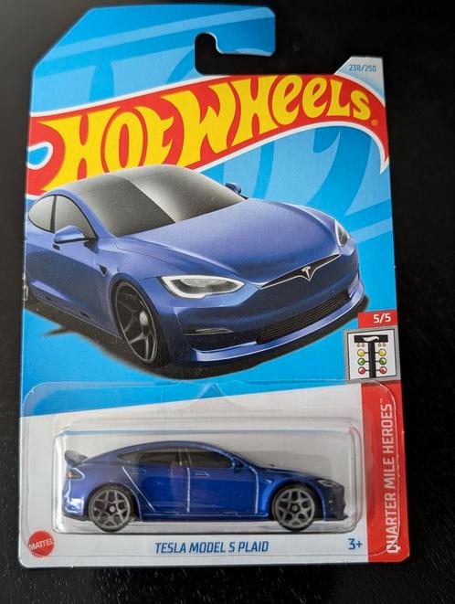Hot Wheels Tesla Model S Plaid (2024) - Long Card, Hobby en Vrije tijd, Modelauto's | Overige schalen, Nieuw, Auto, Ophalen of Verzenden