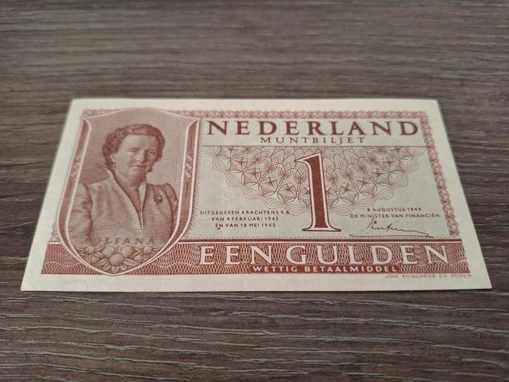 Bijna UNC biljet 1 gulden 1949, muntbiljet Juliana, Postzegels en Munten, Bankbiljetten | Nederland, 1 gulden, Ophalen of Verzenden