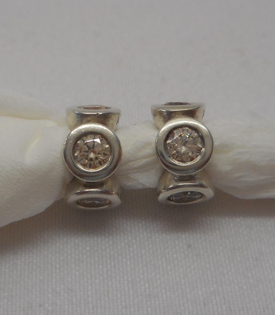 Pandora zilveren set bedels met steentjes nr.749, Sieraden, Tassen en Uiterlijk, Bedels, Zo goed als nieuw, Pandora, Zilver, 2 of 3 bedels