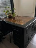 Een zwarte Vintage bureau antiek  engels (partnerdesk), Ophalen, Gebruikt