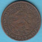 Nederland 1 cent 1913 Wilhelmina, Sch. 976 in munthouder, Postzegels en Munten, Munten | Nederland, Ophalen of Verzenden, Koningin Wilhelmina